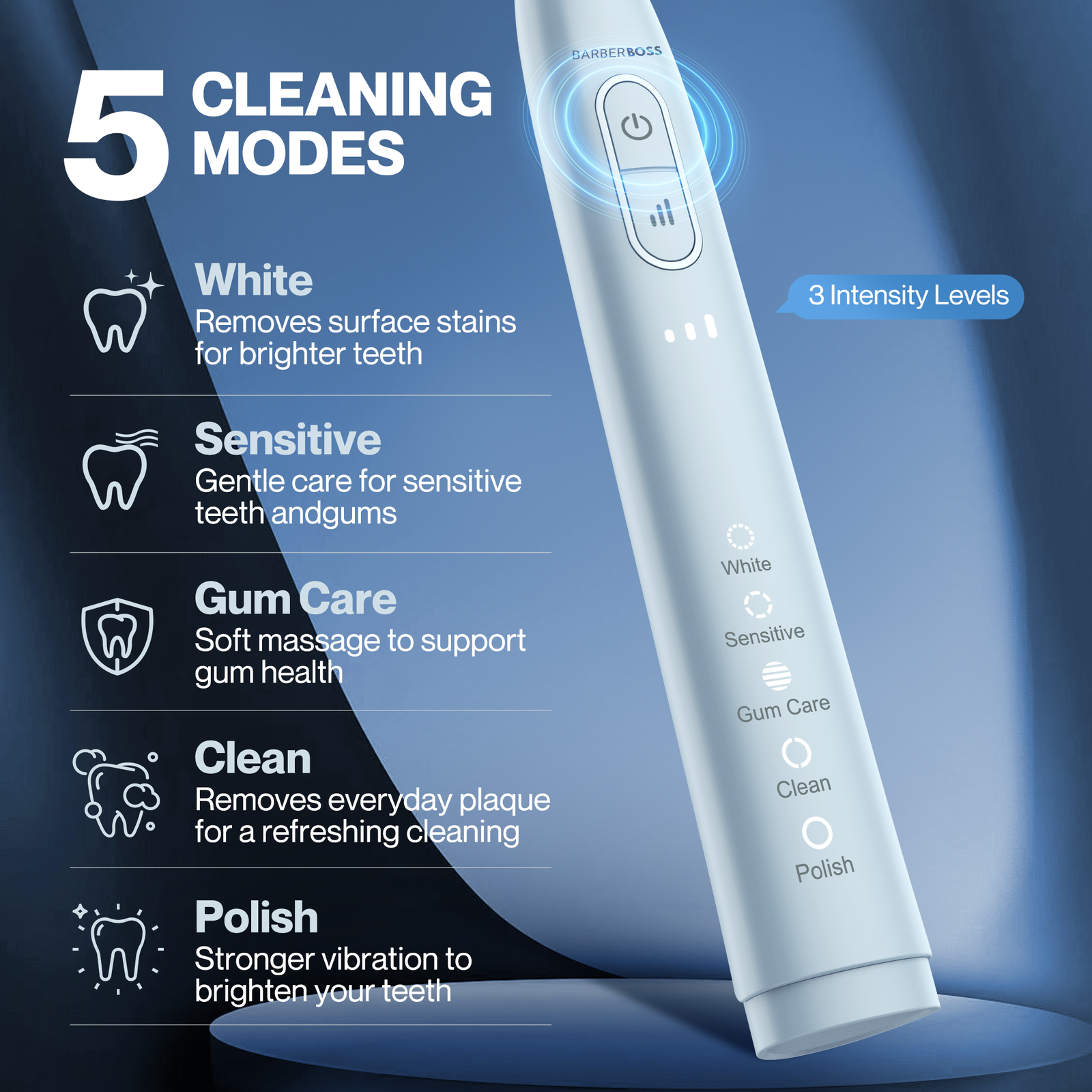 BarberBoss Rechargeable Electric Toothbrush for Adults