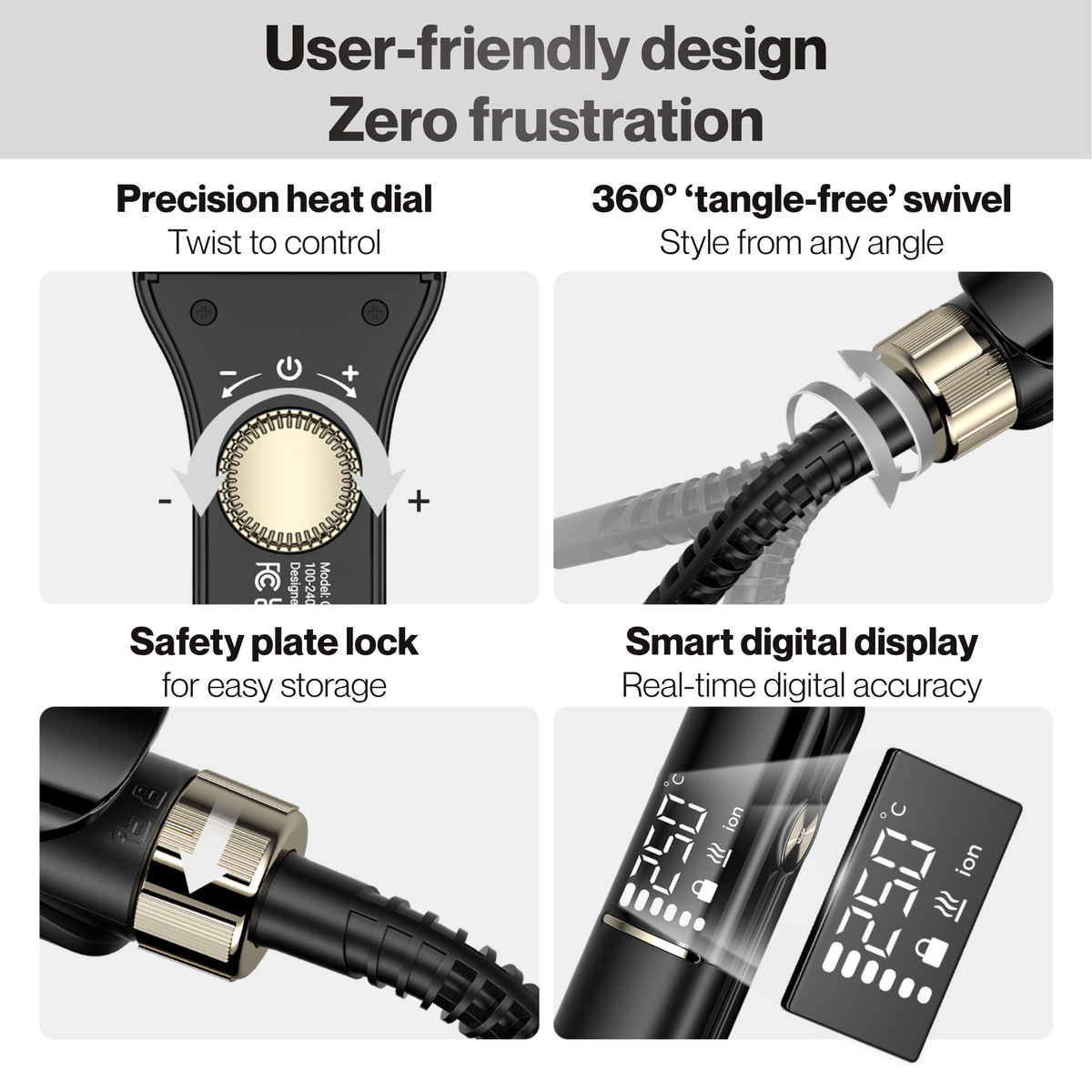 BarberBoss Black Ceramic Plate Hair Straightener