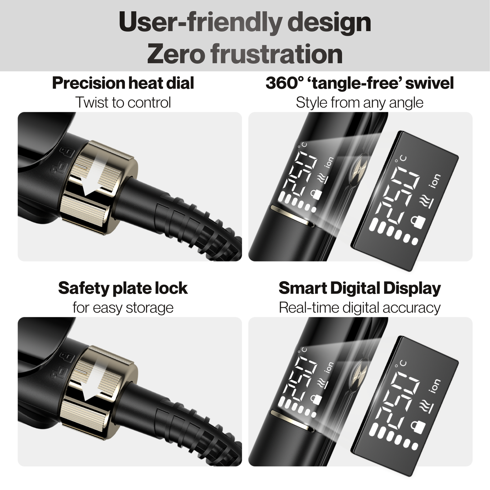 BarberBoss Black Ceramic Plate Hair Straightener
