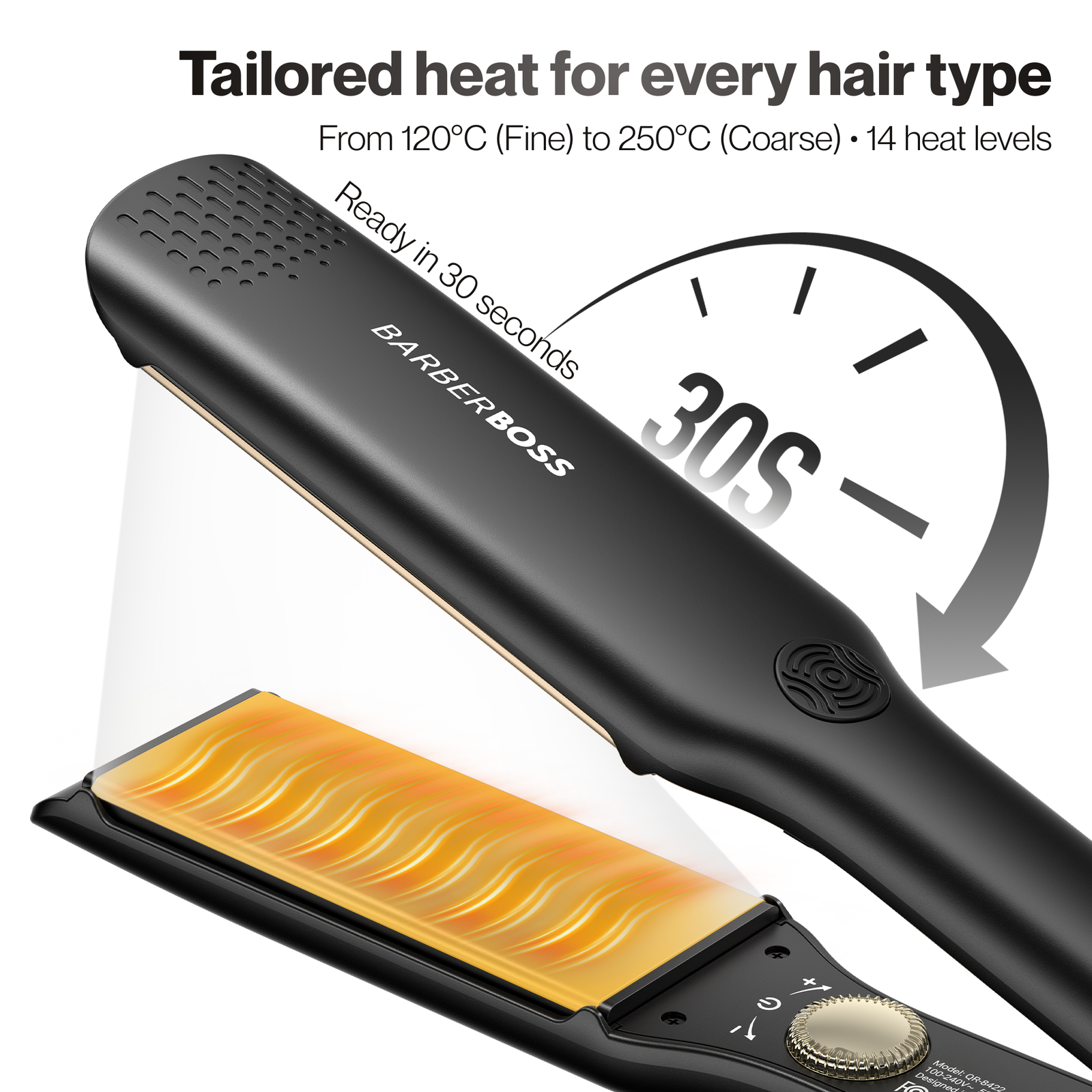 BarberBoss Black Ceramic Plate Hair Straightener