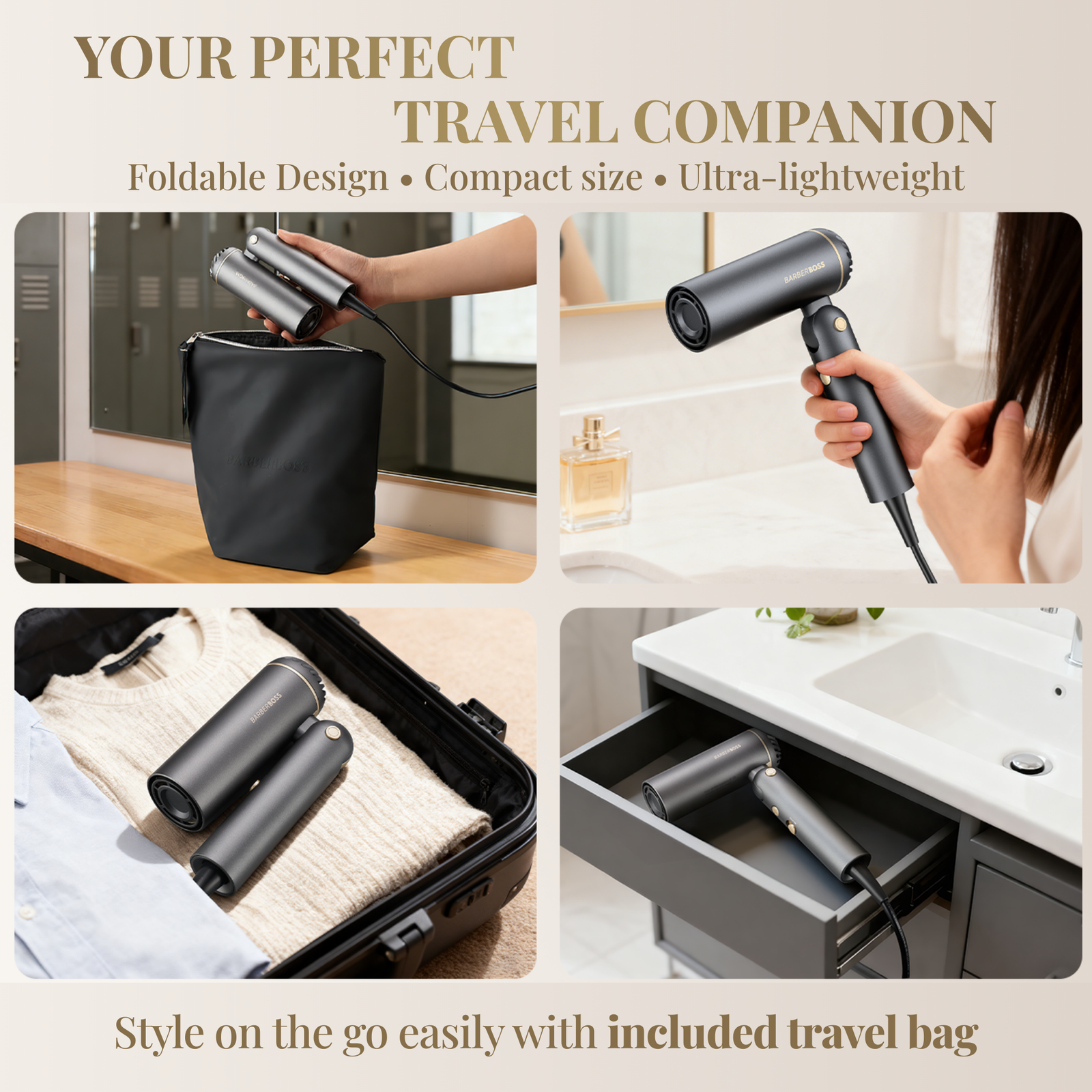 BarberBoss Foldable Hair Dryer & Curler
