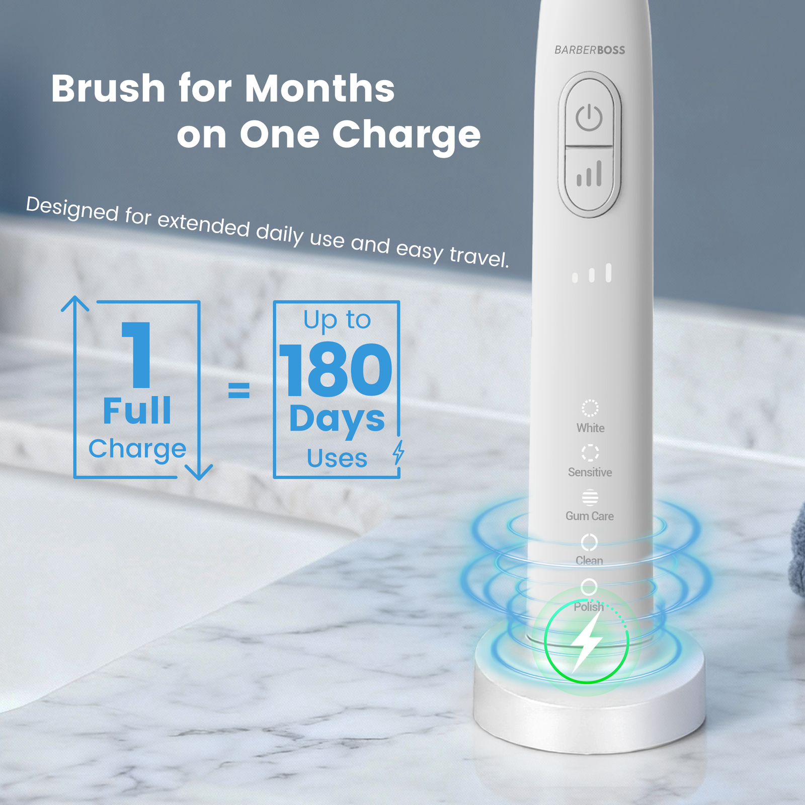 BarberBoss Electric Toothbrush with Travel Case