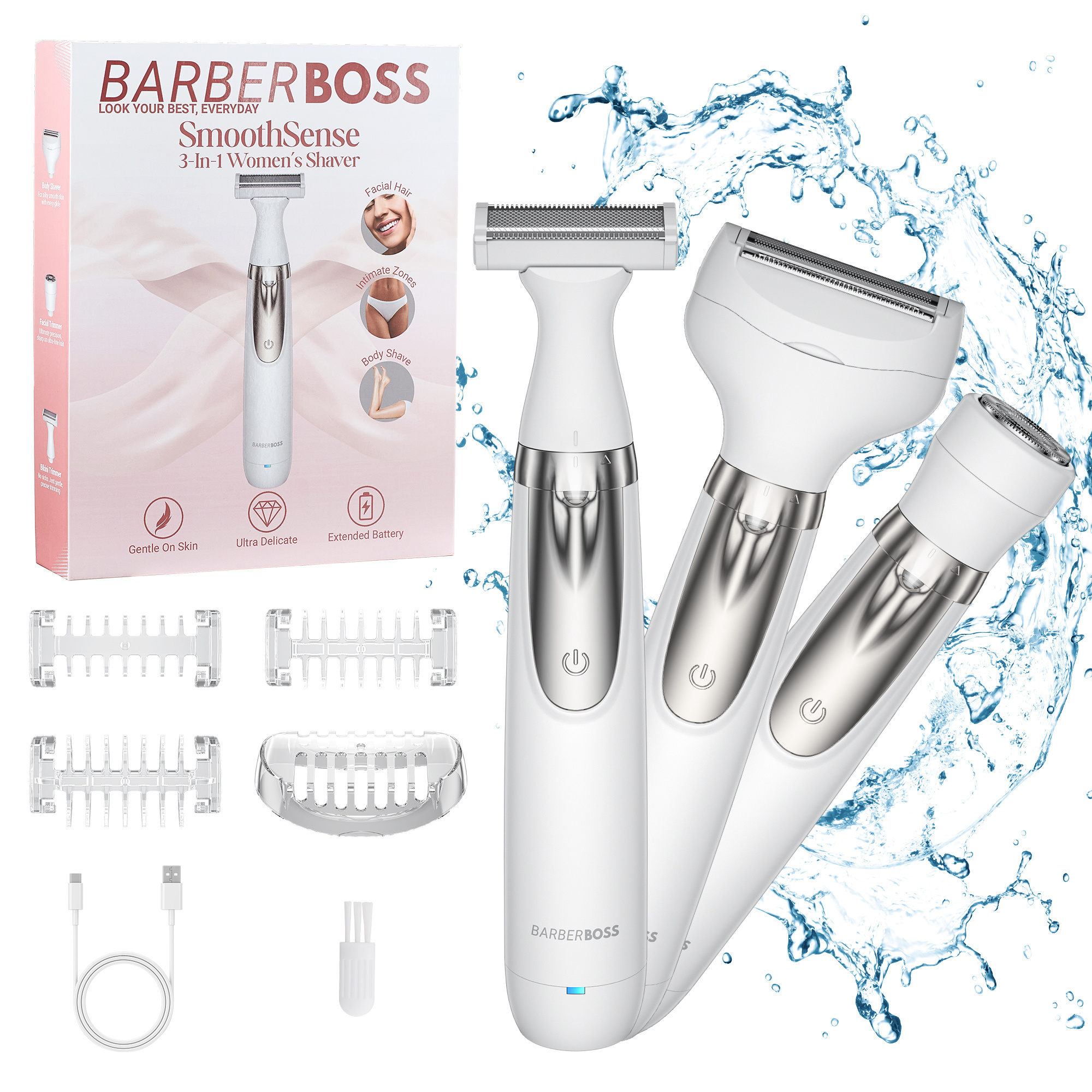 BarberBoss 3-in-1 Portable Women's Electric Shaver