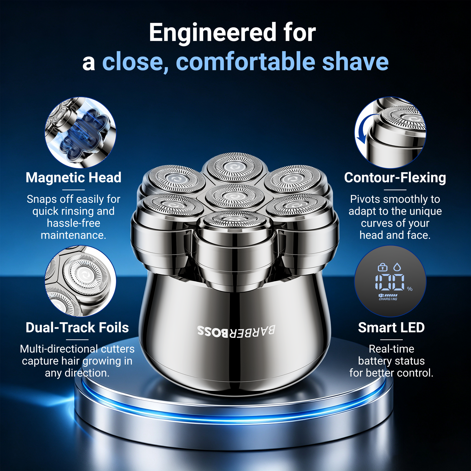BarberBoss Men's Cordless Head Shaver
