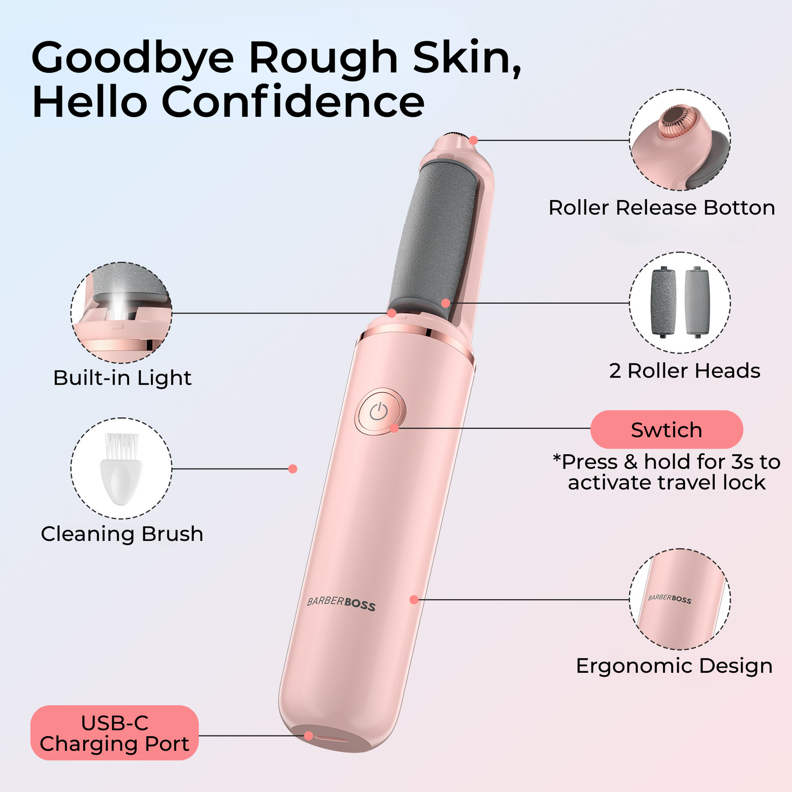 BarberBoss Electric Callus Remover & Pedicure Kit