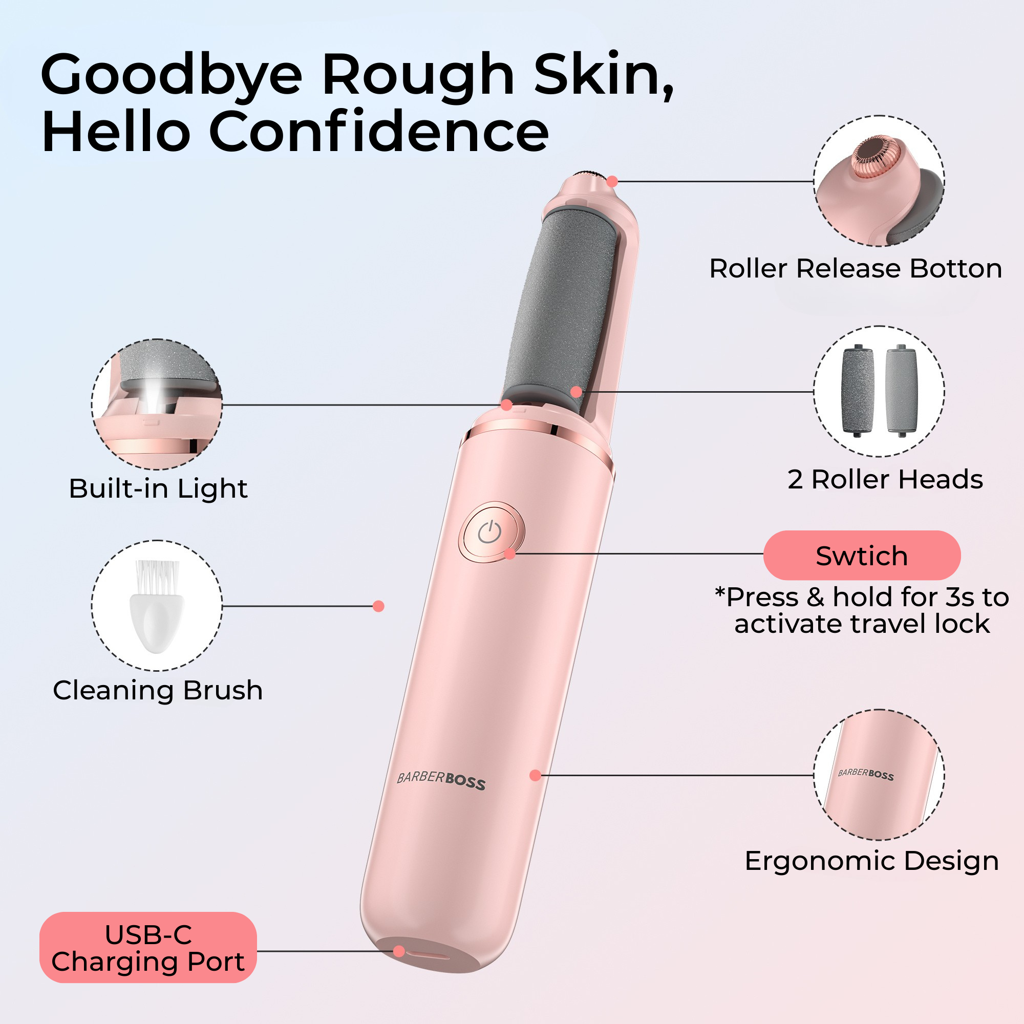 BarberBoss Electric Callus Remover & Pedicure Kit