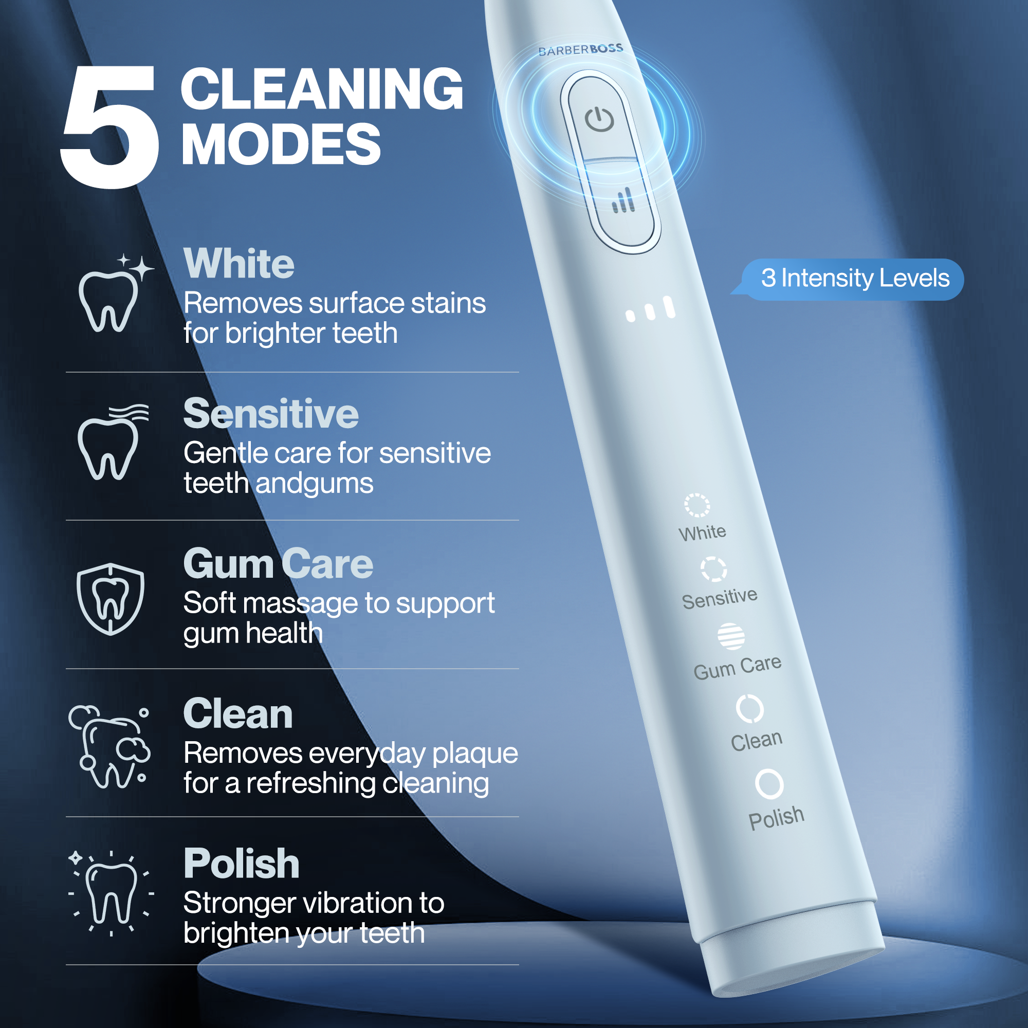BarberBoss Rechargeable Electric Toothbrush for Adults