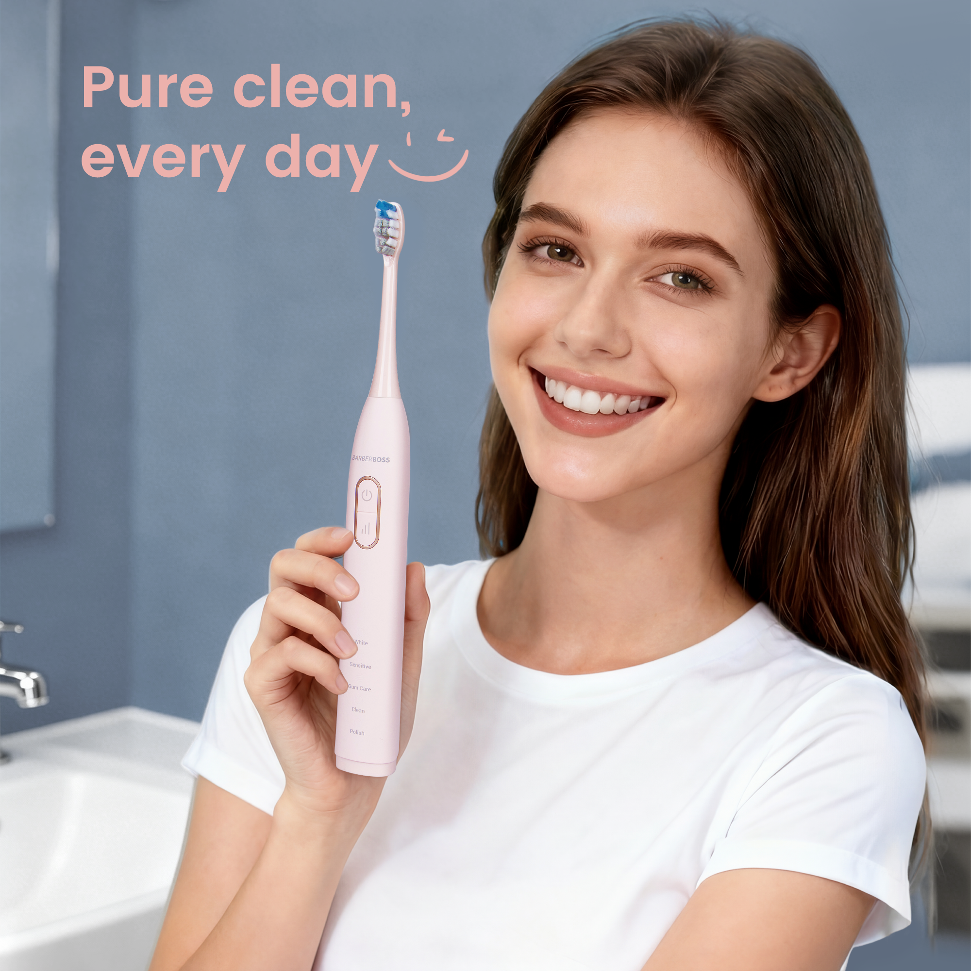 BarberBoss QR-7303 Replacement Toothbrush Heads (Pink, Pack of 6)