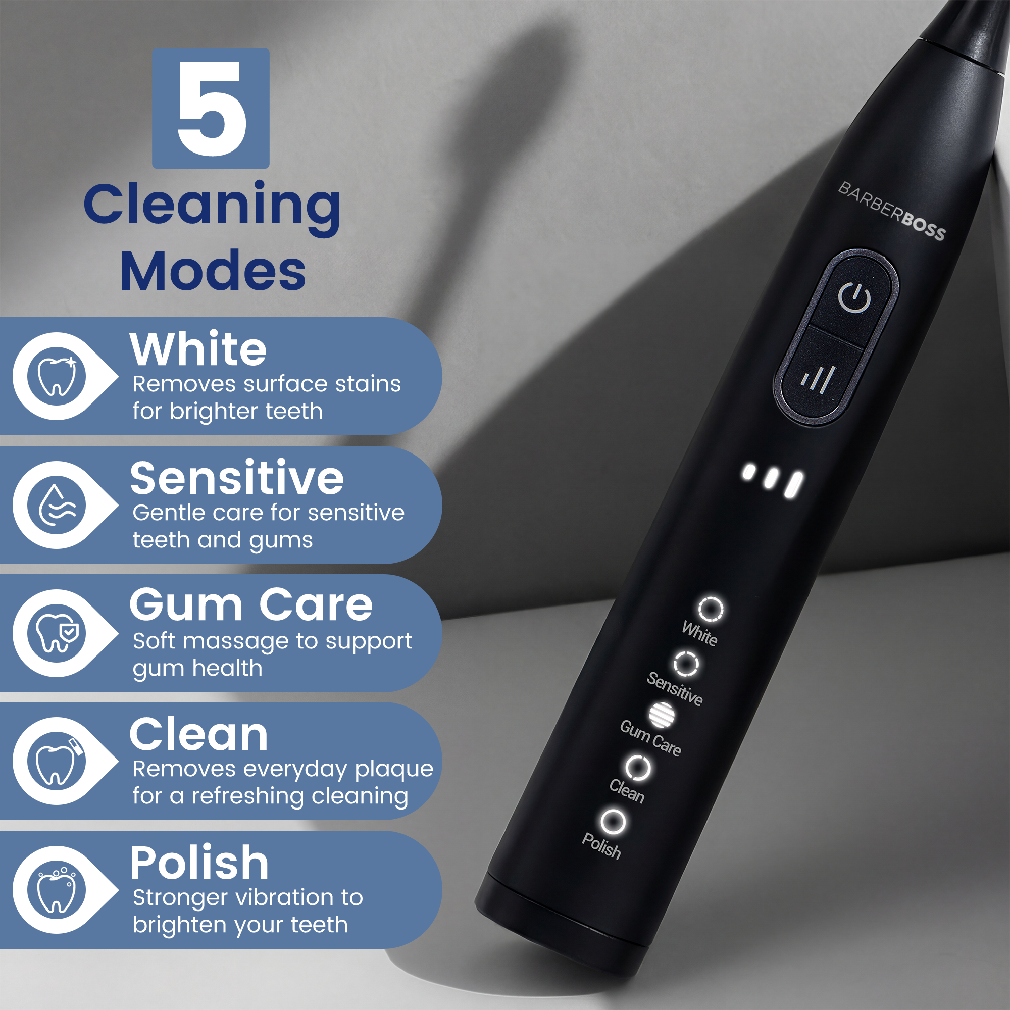 BarberBoss Black Sonic Electric Toothbrush