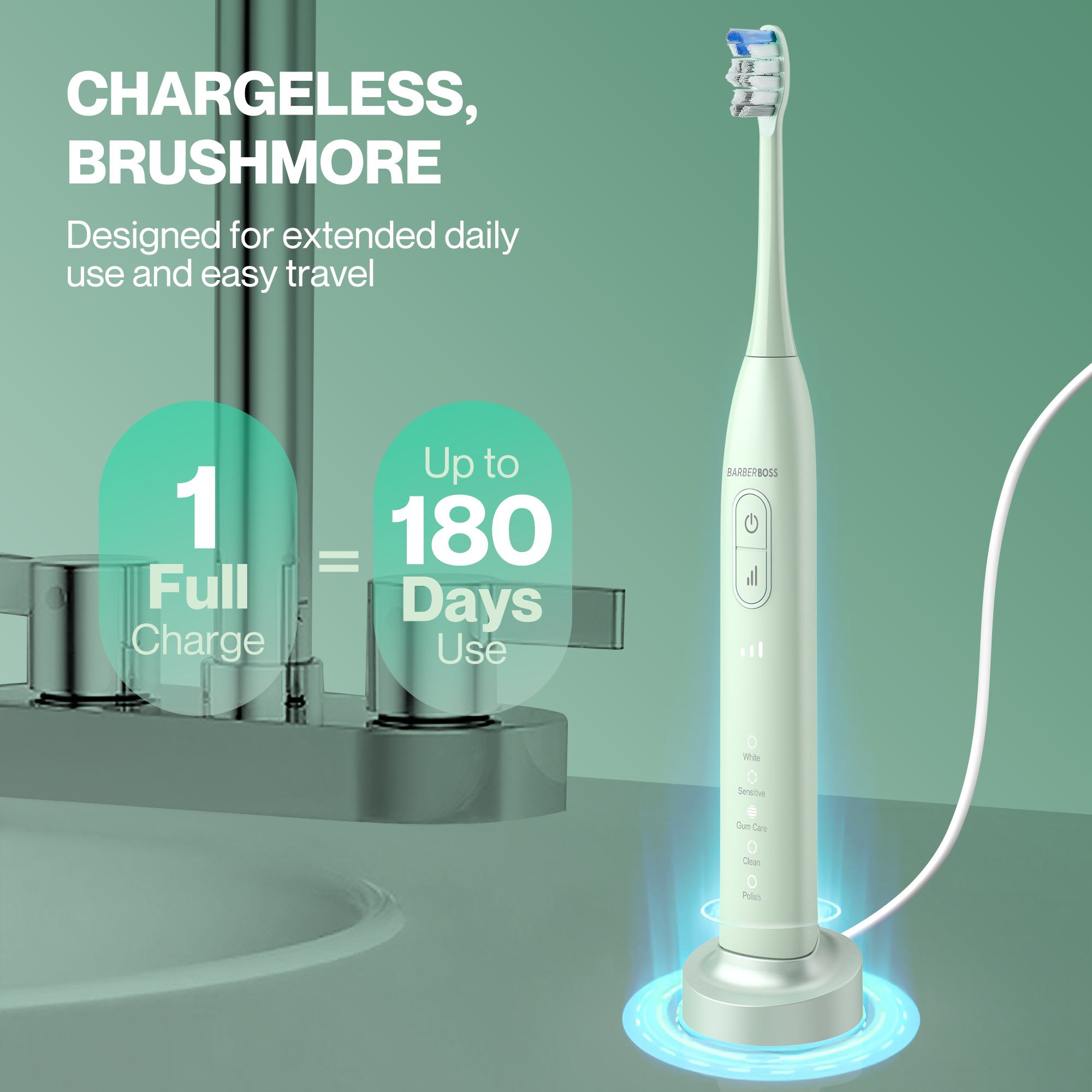 BarberBoss Sonic Rechargeable Electric Toothbrush