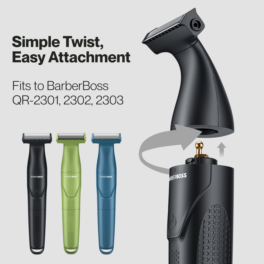 BarberBoss QR-230X Replacement Trimmer Heads (Black, Pack of 3)