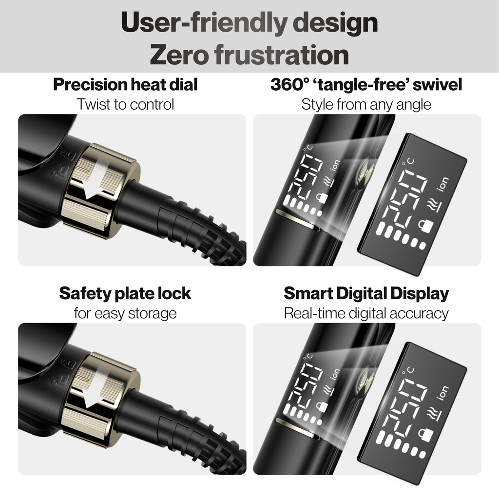 BarberBoss Black Ceramic Plate Hair Straightener