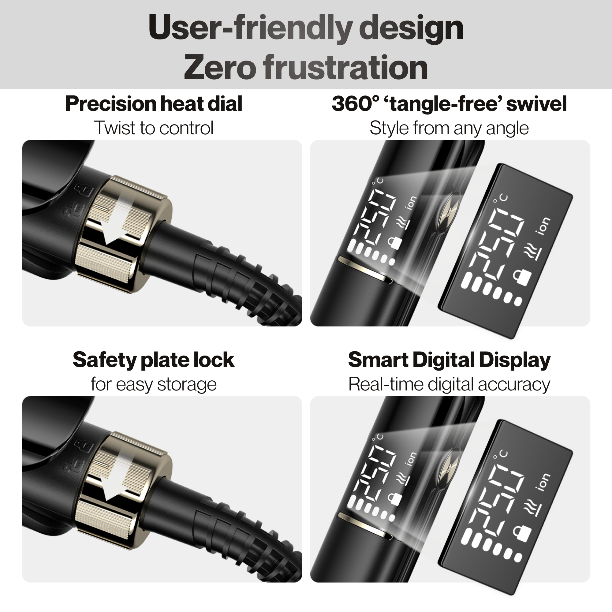 BarberBoss Black Ceramic Plate Hair Straightener