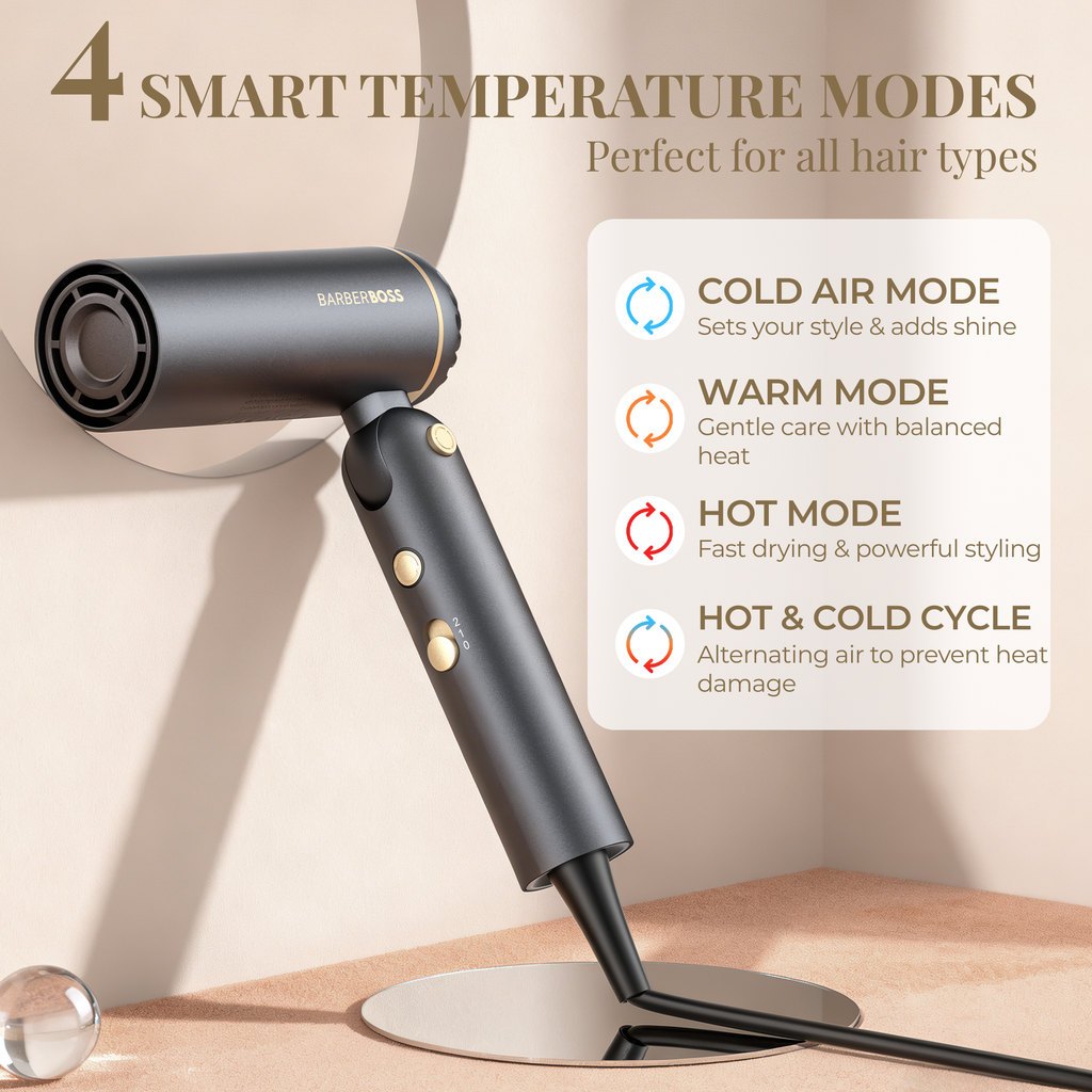 BarberBoss Foldable Hair Dryer & Curler