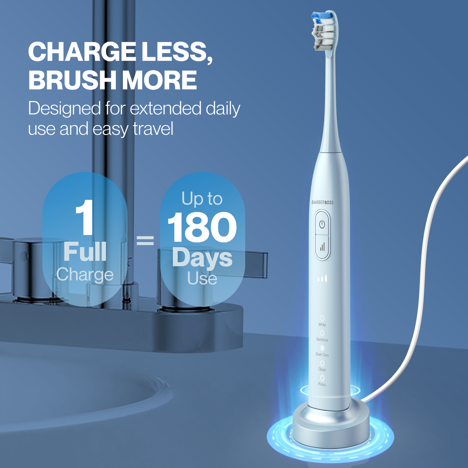 BarberBoss Rechargeable Electric Toothbrush for Adults