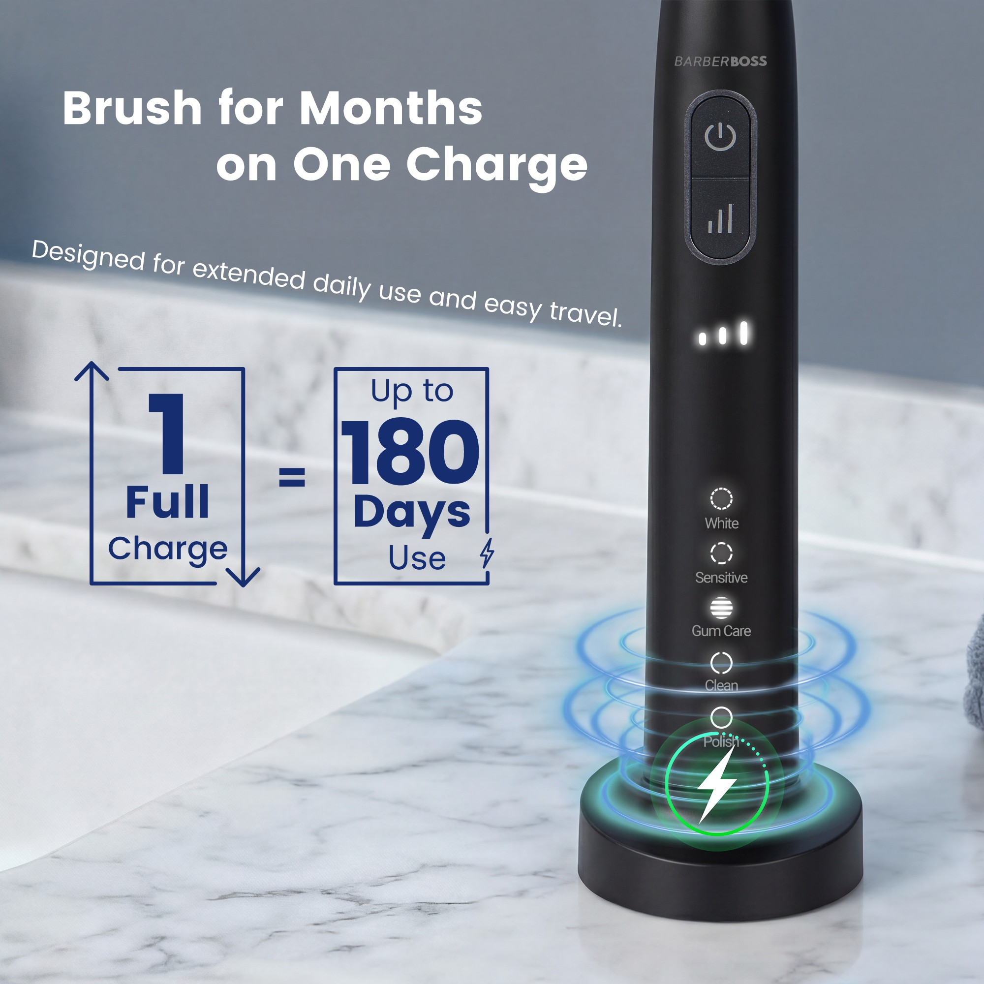 BarberBoss Black Sonic Electric Toothbrush