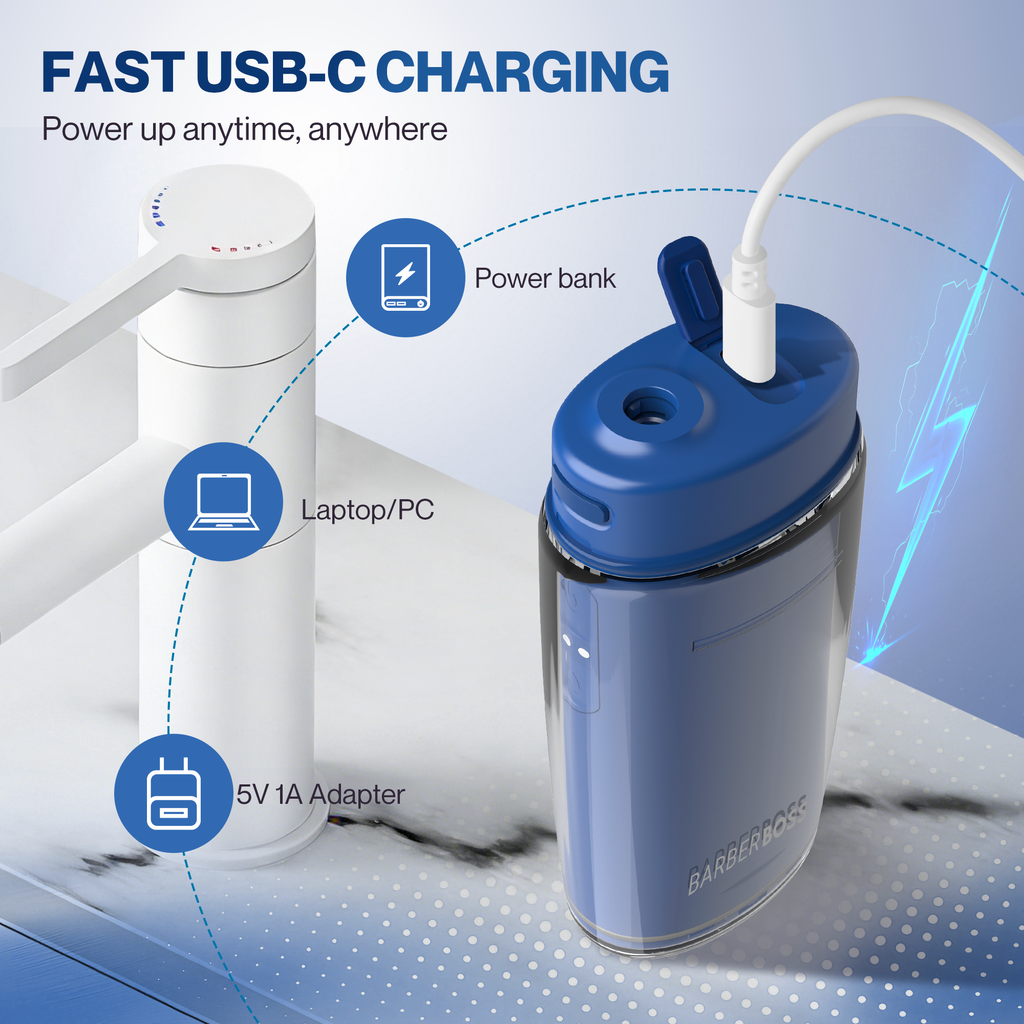 BarberBoss Navy Travel Water Flosser