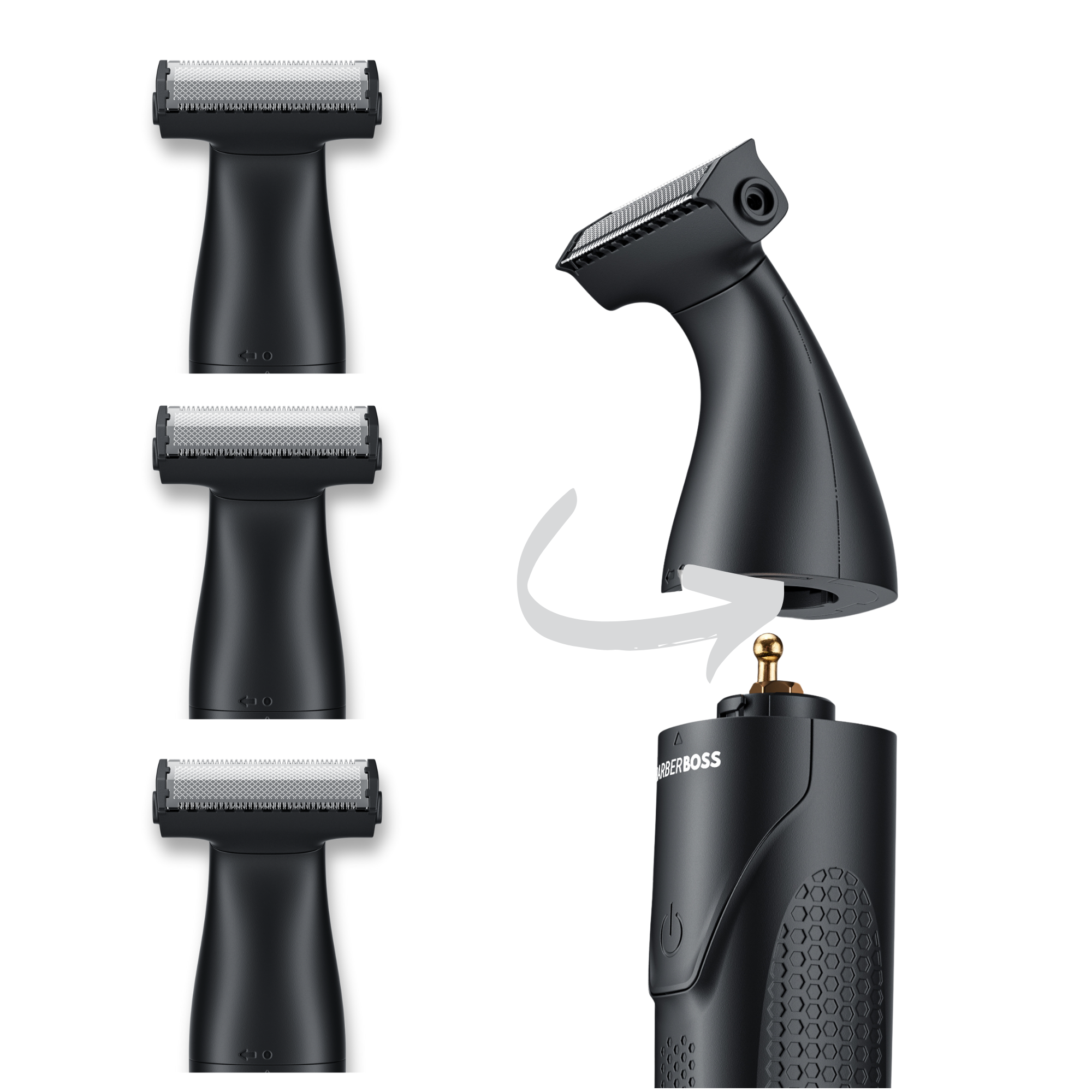 BarberBoss QR-230X Replacement Trimmer Heads (Black, Pack of 3)