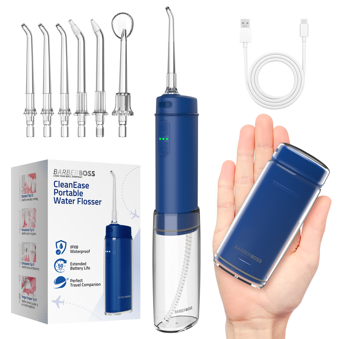 BarberBoss Navy Travel Water Flosser