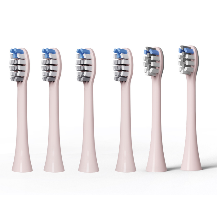 BarberBoss QR-7303 Replacement Toothbrush Heads (Pink, Pack of 6)