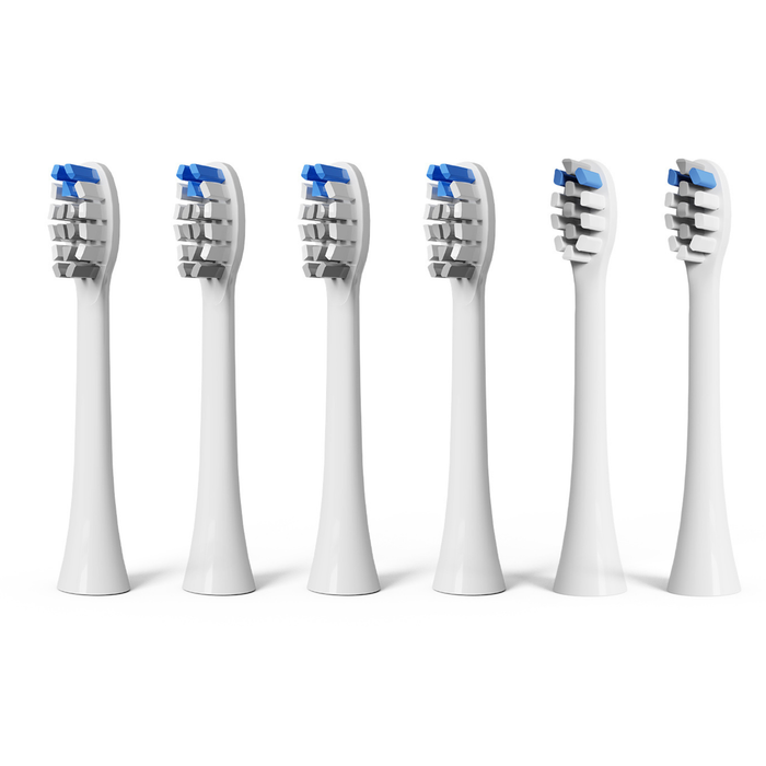 BarberBoss QR-7301 Replacement Toothbrush Heads (White, Pack of 6)