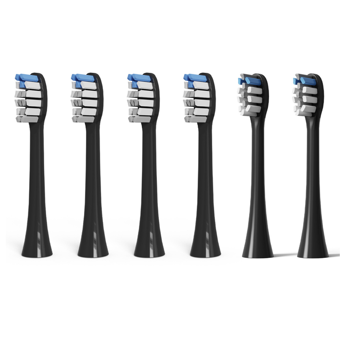 BarberBoss QR-7302 Replacement Toothbrush Heads (Black, Pack of 6)