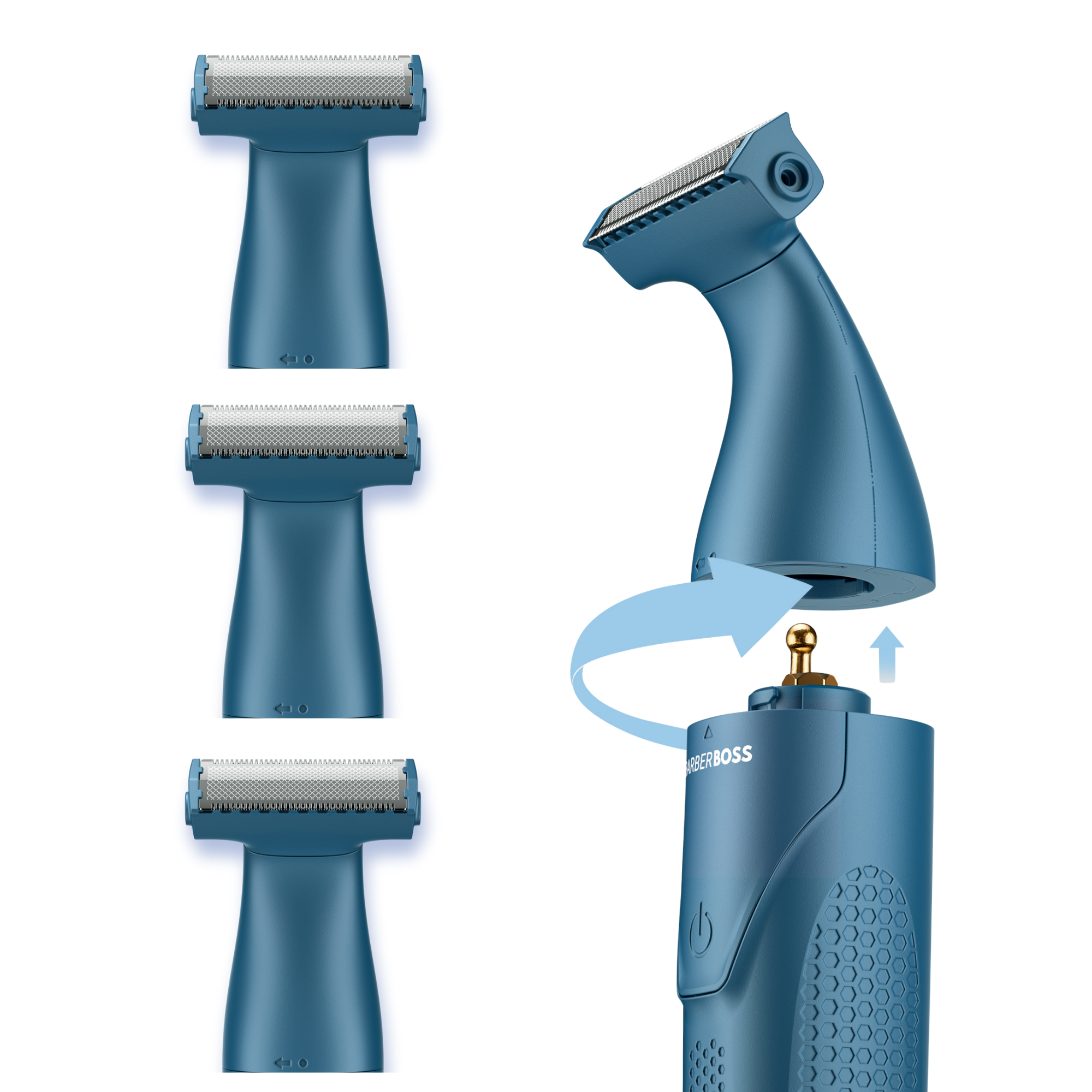 BarberBoss QR-230X Replacement Trimmer Heads (Blue, Pack of 3)