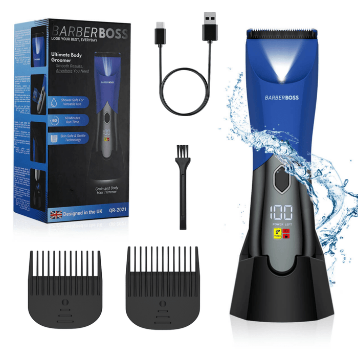 BarberBoss Men's Body & Pubic Hair Trimmer (Blue)