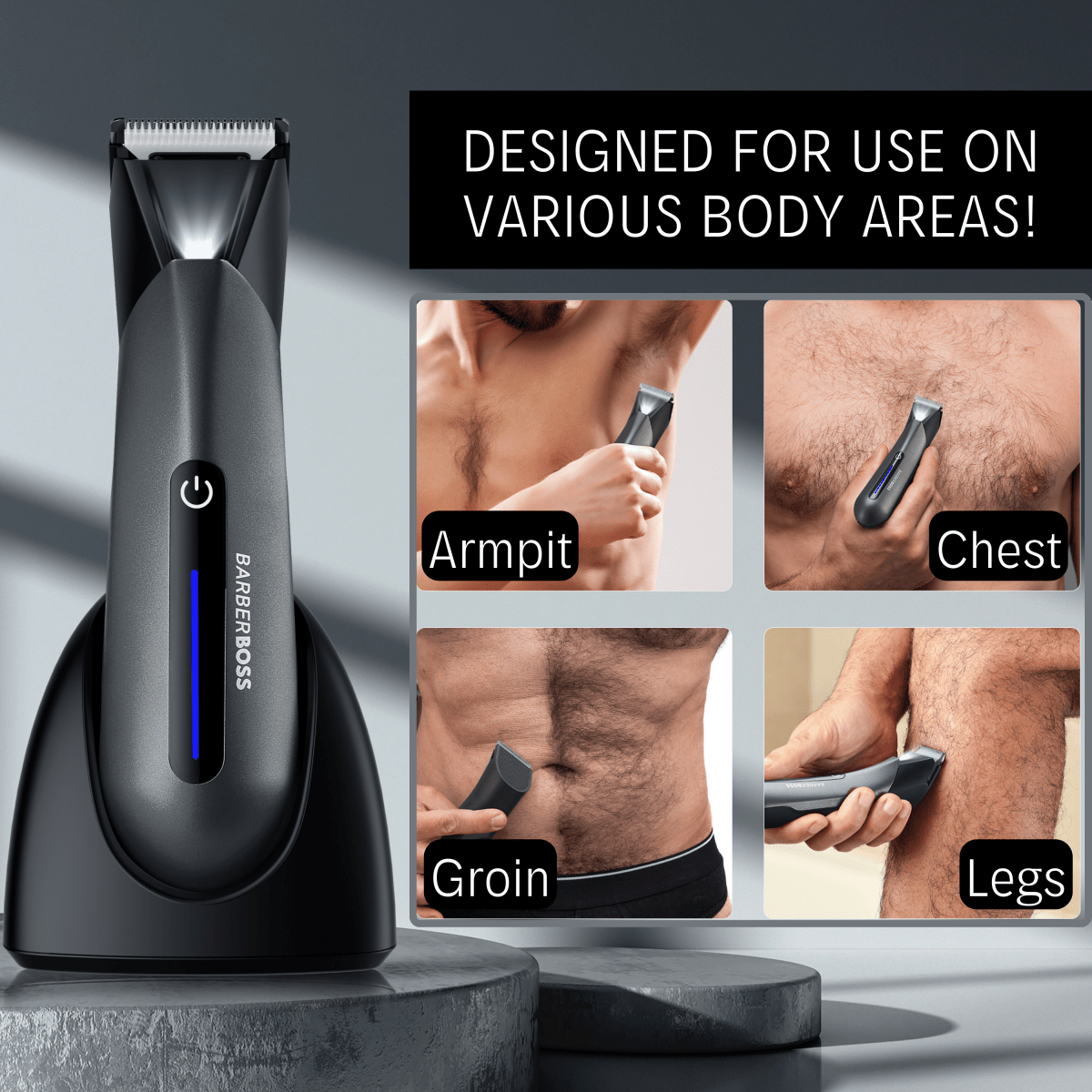 BarberBoss QR-2075 Groin & Body Hair Trimmer, Body Shavers for Men ...