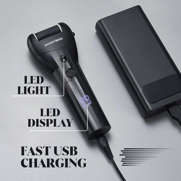 BarberBoss QR - 5081 Electric Foot File Hard Skin Remover - Premium Callus Remover - BarberBoss | Look Your Best, Everyday