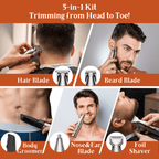 BarberBoss QR - 6010 Complete Men’s Grooming Kit: 5 in 1 Beard Trimmer, Hair Clippers, and Body Shaver with Precision Detailer - BarberBoss | Look Your Best, Everyday