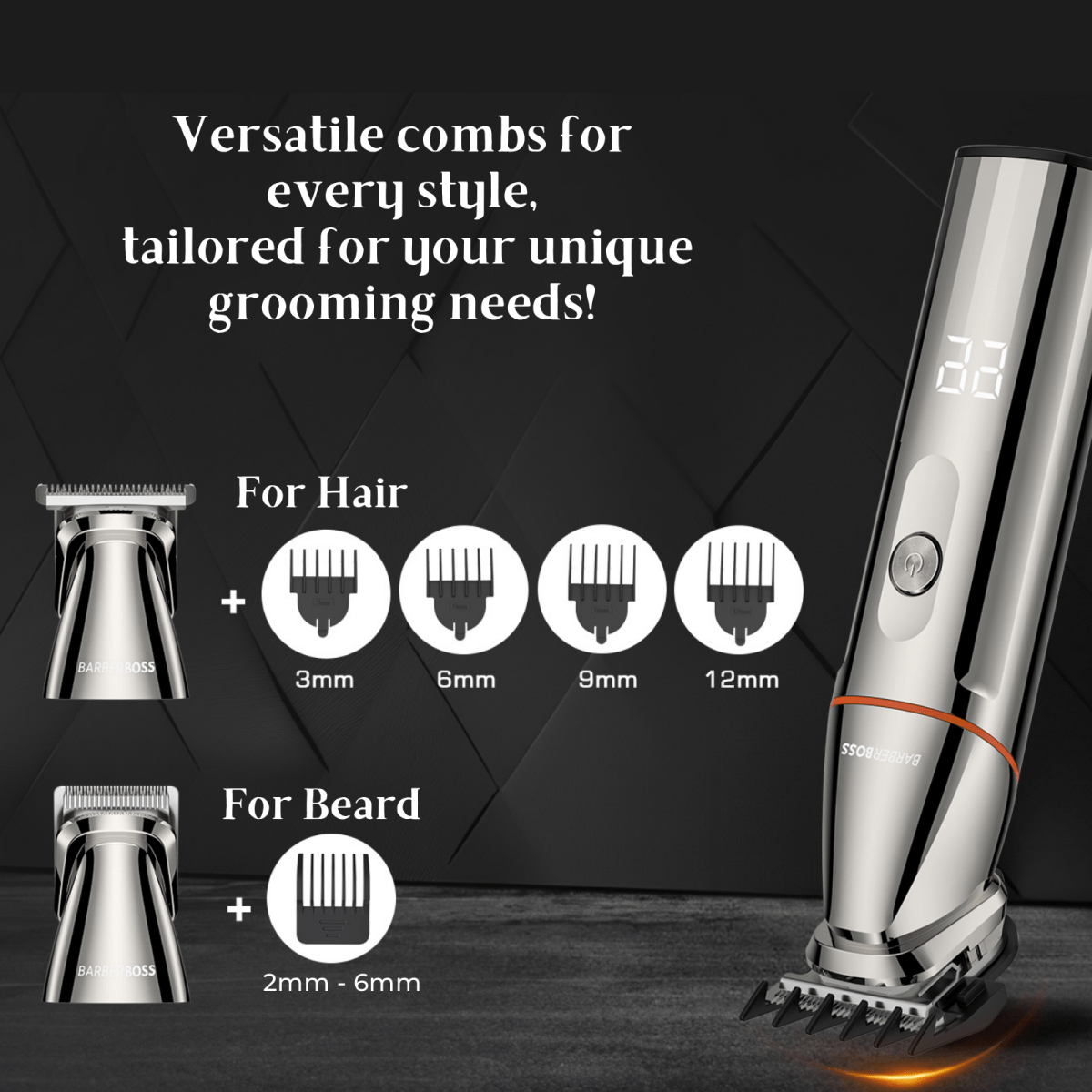 BarberBoss QR - 6010 Complete Men’s Grooming Kit: 5 in 1 Beard Trimmer, Hair Clippers, and Body Shaver with Precision Detailer - BarberBoss | Look Your Best, Everyday