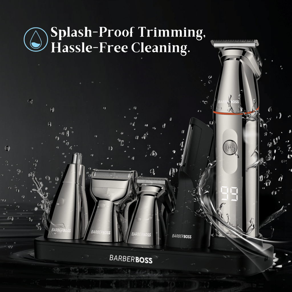 BarberBoss QR - 6010 Complete Men’s Grooming Kit: 5 in 1 Beard Trimmer, Hair Clippers, and Body Shaver with Precision Detailer - BarberBoss | Look Your Best, Everyday