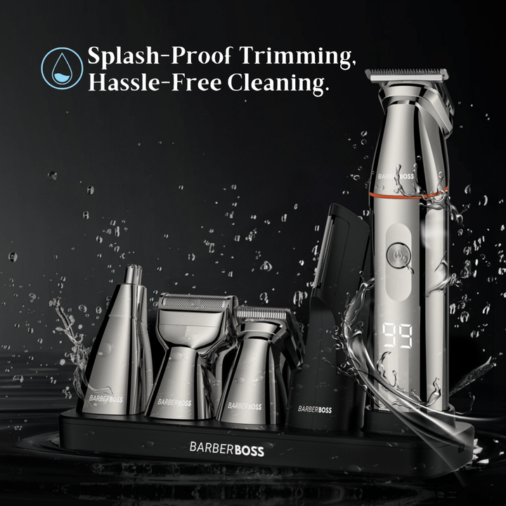 BarberBoss QR - 6010 Complete Men’s Grooming Kit: 5 in 1 Beard Trimmer, Hair Clippers, and Body Shaver with Precision Detailer - BarberBoss | Look Your Best, Everyday
