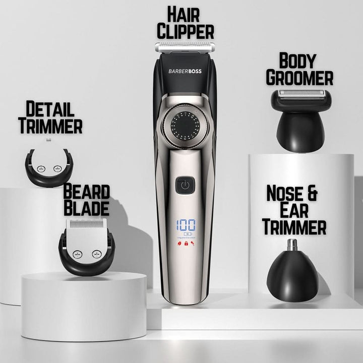BarberBoss QR - 6083 5 in 1 Grooming Kit for Hair, Beard, Nose & Ear & Body Use - BarberBoss | Look Your Best, Everyday