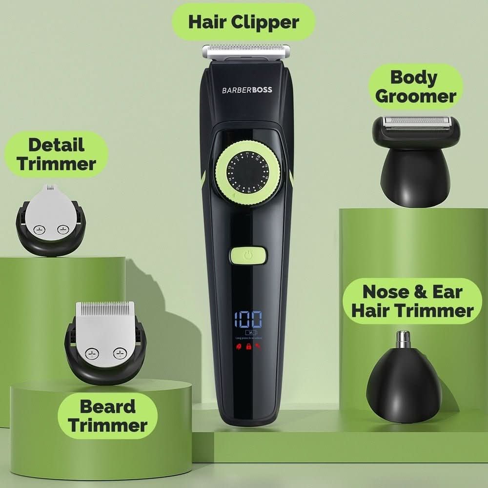 BarberBoss QR - 6085 5 in 1 Grooming Kit for Hair, Beard, Nose & Ear & Body Use - BarberBoss | Look Your Best, Everyday