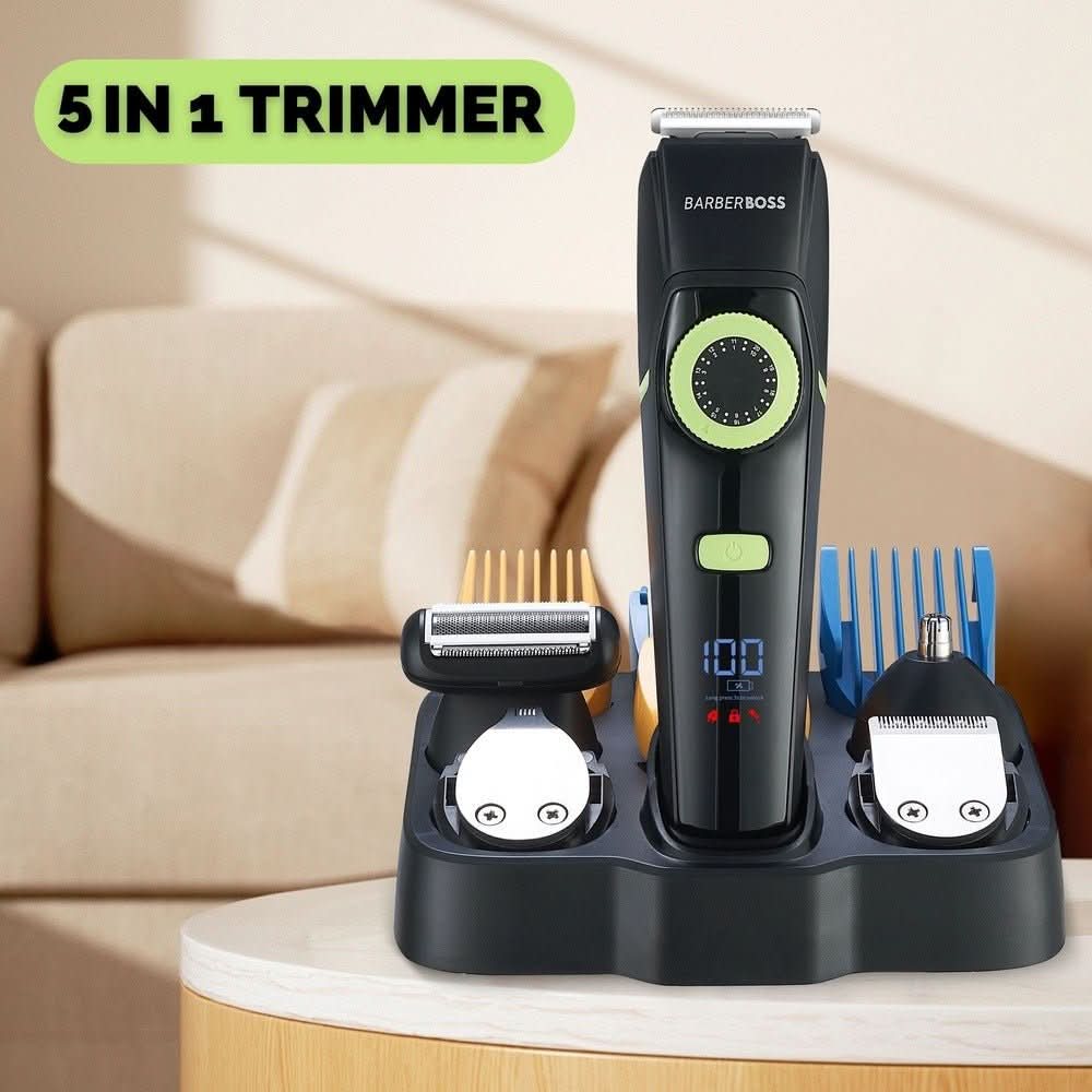 BarberBoss QR - 6085 5 in 1 Grooming Kit for Hair, Beard, Nose & Ear & Body Use - BarberBoss | Look Your Best, Everyday