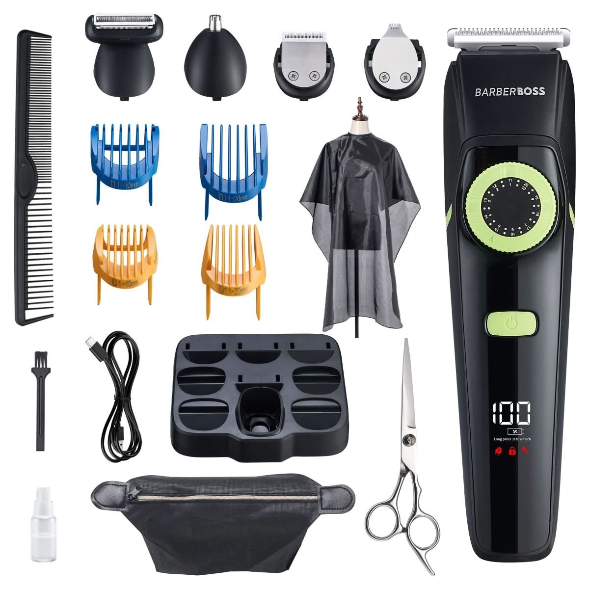BarberBoss QR - 6090 Excellent 5 in 1 Body Grooming Kit - Ceramic Blade, LED Display - BarberBoss | Look Your Best, Everyday