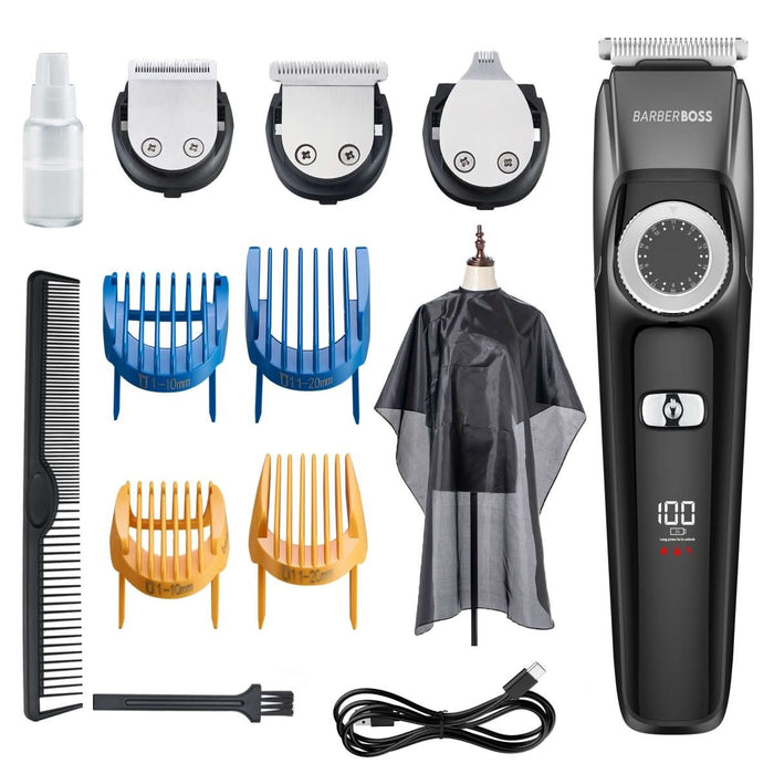 CLEARANCE - BarberBoss QR-6086 3-in-1 Grooming Kit - Ceramic Blade, LED & Waterproof