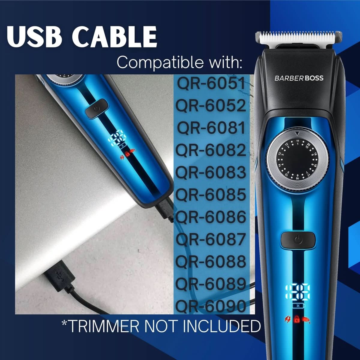 QR - 6051/52/81/2/3/5/6/7/8/9/90 USB Authentic Charging Cable - BarberBoss | Look Your Best, Everyday